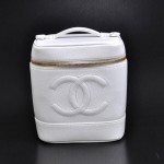 Chanel Vanity White Caviar Leather Cosmetic Bag