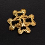 Vintage Chanel Gold Tone Cross Motif x CC Logo Pin Brooch