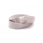 Louis Vuitton Bengale Inventeur Gray Cotton Silver Tone Buckle Belt