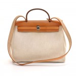 Hermes Herbag PM 2 in 1 Beige x Black Canvas Leather Shoulder Bag