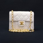 Chanel White Quilted Lambskin Leather Mini Shoulder Classic Bag