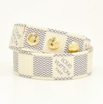 Louis Vuitton Azur White Canvas Double Wrap Bracelet Bangle VA202