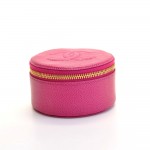 Chanel Pink Caviar Leather Jewelry Case Pouch