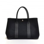 Hermes Garden Party Black Canvas x Leather Hand Bag