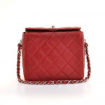 Chanel 6inch Red Quilted Leather Shoulder Mini Bag
