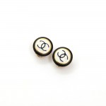 Chanel Black x White CC Logo Round Earrings