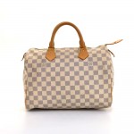 Louis Vuitton Speedy 30 White Damier Azur Canvas City Hand Bag