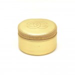 Chanel Gold Leather Mini Jewelry Case Pouch