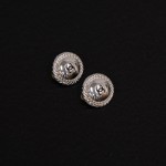 Chanel Silver Tone CC Logo Round Earrings