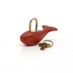 Louis Vuitton Red Rubber Whale Motif LV Cup Limited Key Pad Lock
