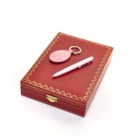 Cartier Pink Point Pen＋Pink Leather Key Holder Set