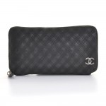 Chanel Black Quilted Leather Long Zip Wallet