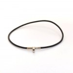 Hermes Black Leather Silver Tone Chocker Necklace