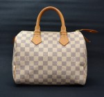 Louis Vuitton White Damier Azur Speedy 25 Hand Bag D44