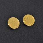 Hermes Gold Tone Round Earrings PARIS Office Use