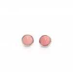 Hermes Pink Enamel Silver Tone Small Round Earrings