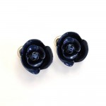 Chanel Blue Camellia Motif Earrings