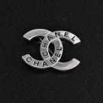 Chanel Silver Tone CC Logo Large Pin Brooch