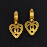 Chanel Gold Tone Heart Shaped Earrings