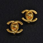 Chanel Gold Tone CC Twist Lock Motif Earrings