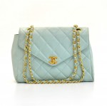 Chanel Light Blue Quilted Leather Flap Shoulder Bag