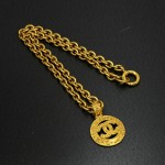 Vintage Chanel Gold Tone CC Logo Round Pendant Top Necklace