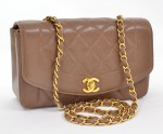 Vintage Chanel light Brown Caviar Quilted Leather Classic Shoulder Bag Gold Chain CC SS538