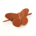 Louis Vuitton Brown Monogram Leather Butterfly Hair Barrette