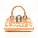 Louis Vuitton Alma Horizontal White x Beige Graffiti Leather Handbag 2001 Limited